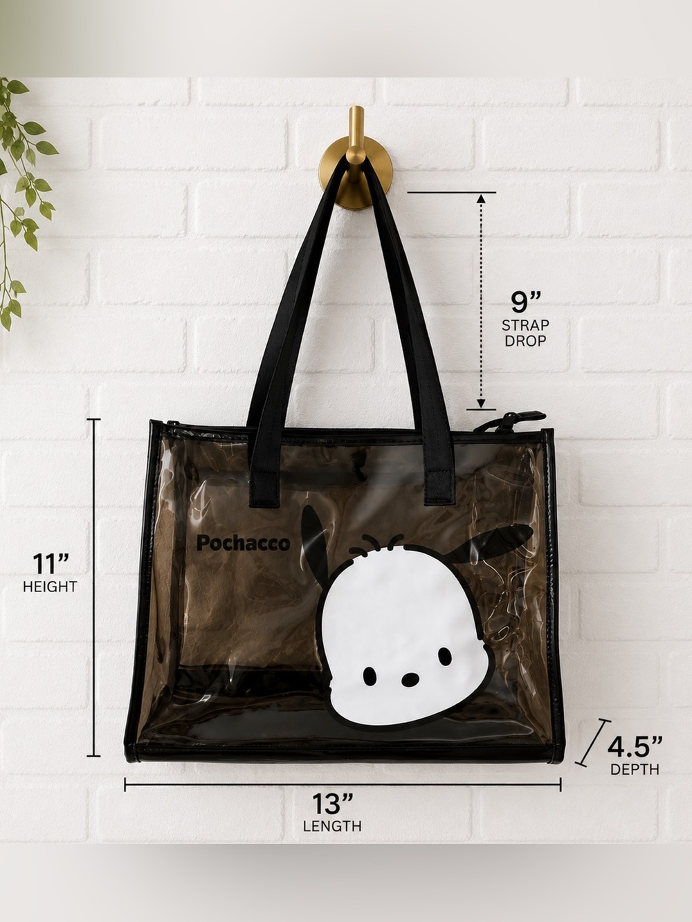 SANRIO Pochacco Tote with Matching Pouch - Picture 3 of 7